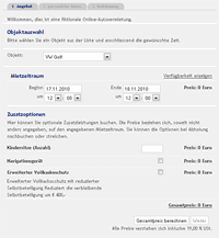 Frontend Buchungssystem Fahrzeuge